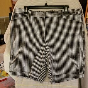 Lands' End Black and White Gingham Bermuda Shorts